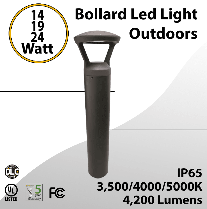 Bollard Led Light Outdoors Modern 14/19/24W Selectable 4200Lm 3CCT — image 1
