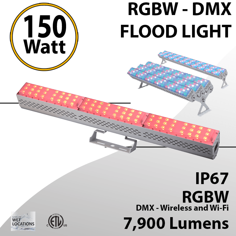 DMX Flood Light 150W RGBW 7900 lumens white IP67 — image 1