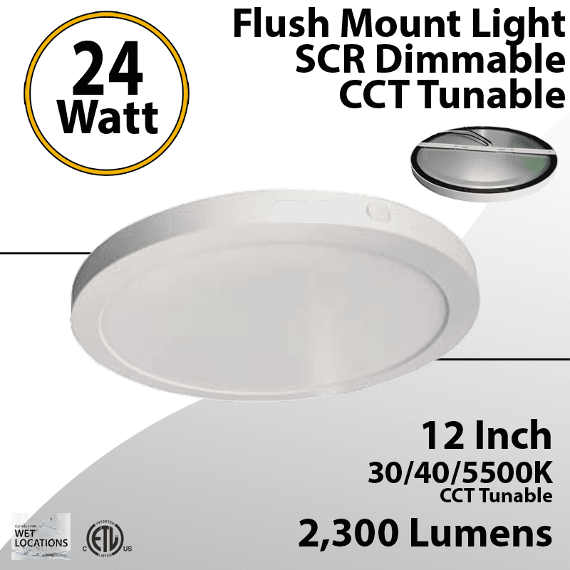 Flush Mount Light 30/40/5000K 24W 2300Lm Damp Location thumbnail 5