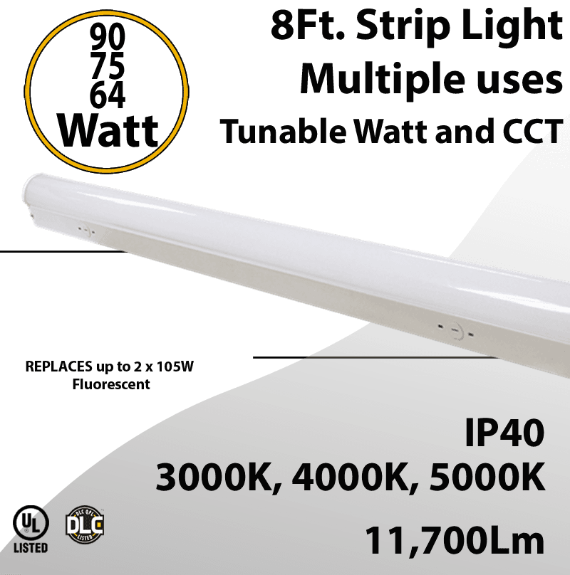 LED Strip Light 90W 75W 64W 11700Lm 3000K 4000K 5000K Frosted Lens — image 1