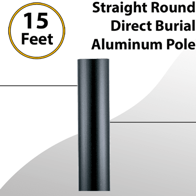 Light Post Straight Round Aluminum Black 15Ft x 3.0"OD Direct Burial  — image 1