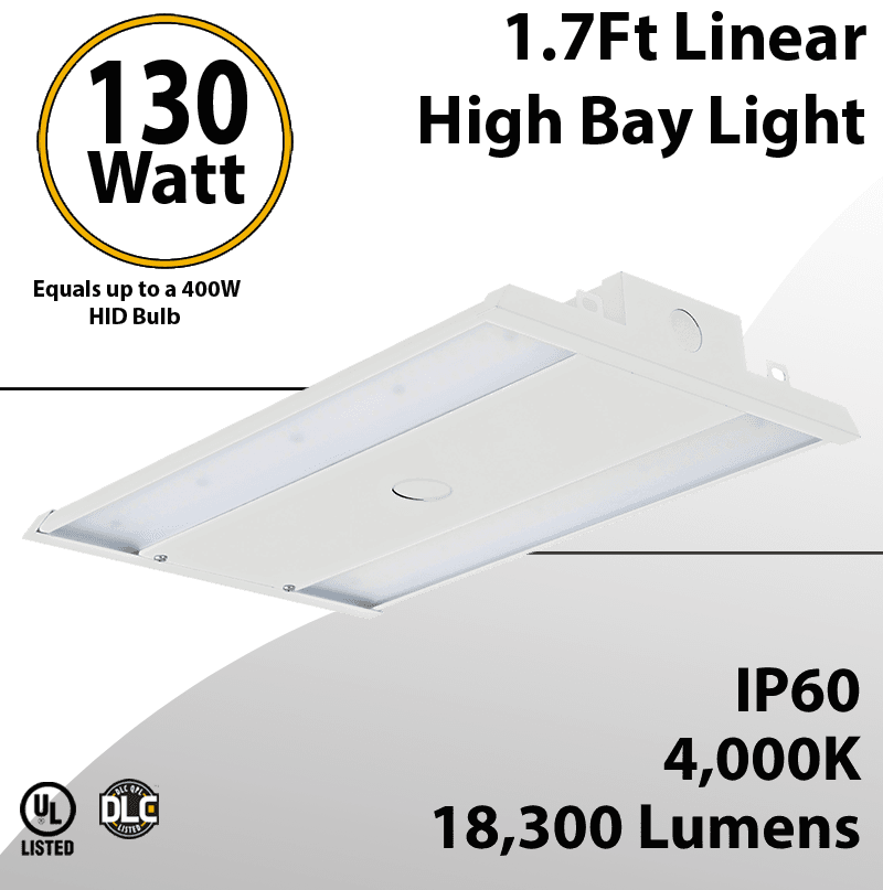 LED High Bay Light 1.7Ft. 130W 18300 Lumens 4000K UL DLC — image 1