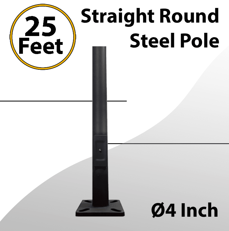 Dark Bronze Steel Light Pole 25Ft x 4.0" 11G Thick with Anchor Base — image 1