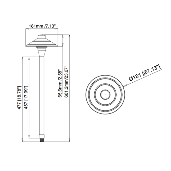 Solid Brass Path Light with Plastic Stake - Easy Installation Pathway Light