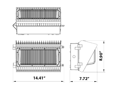 LED Wall Pack Light Half cut-off 80W 10950Lm DLC 5000K