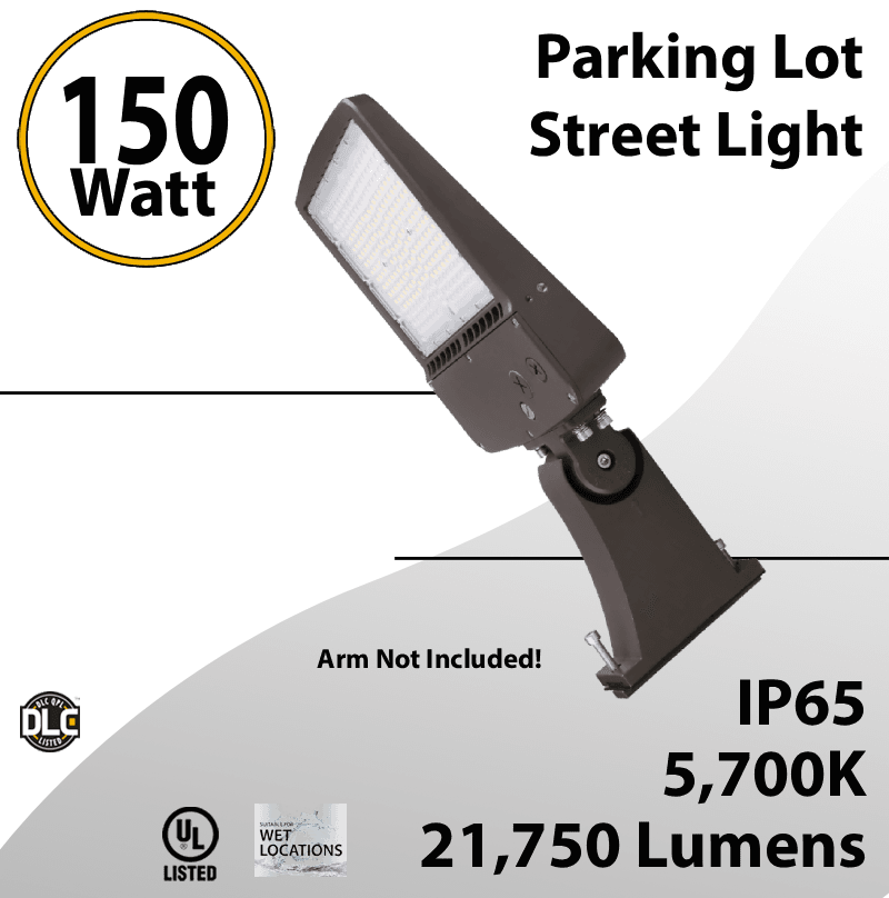 150W LED Shoebox Area Light | 5700K Outdoor LED Parking Lot Light