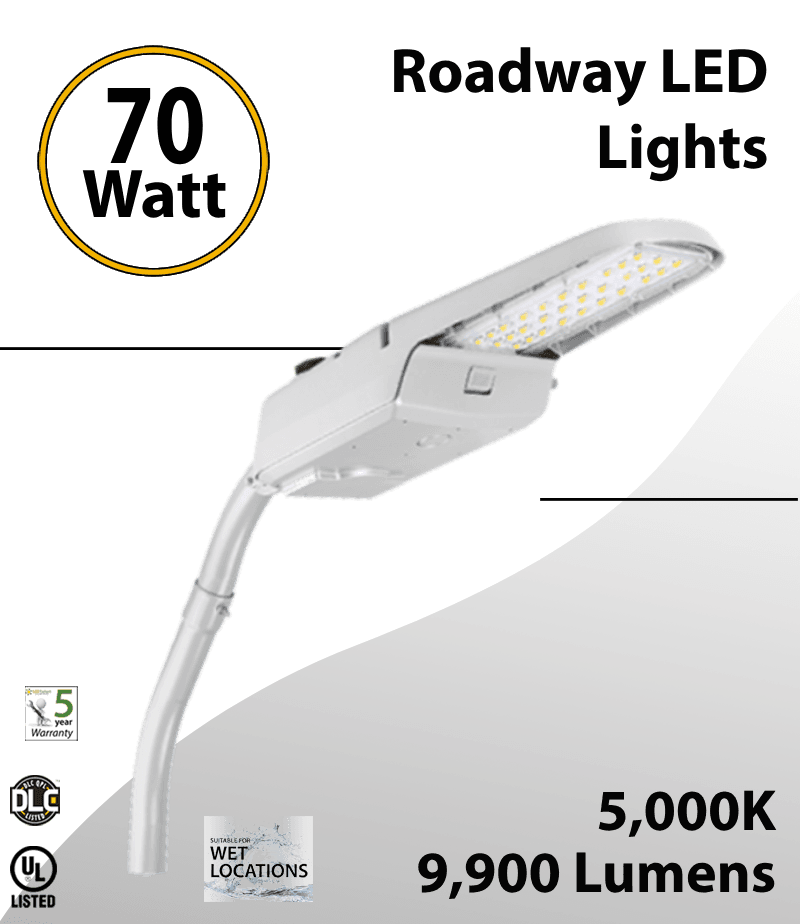 Roadway Light 70W Light Fixture 5000K 9900 Lm