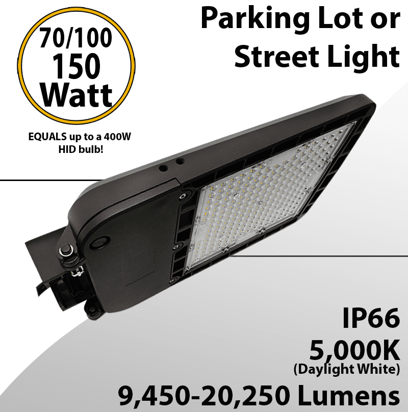 LED Street Light Tunable 70-100-150W 100-277 9450-20250Lm 5000K