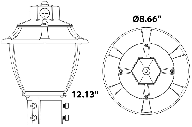 Post Top LED Garden Light 60W 48W 36W - 30K 40K 50K 9000Lm Photocell