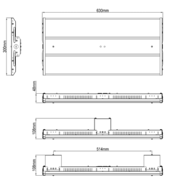 LED Linear High Bay Fixture 2Ft. 165W 22363 Lumens 5000K UL DLC