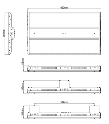 High Bay LED Light 2Ft. 220W 29950Lm 5000K Motion Sensor Ready