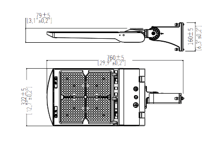 LED Street Light fixture 300/240/200W 3CCT 45000Lm