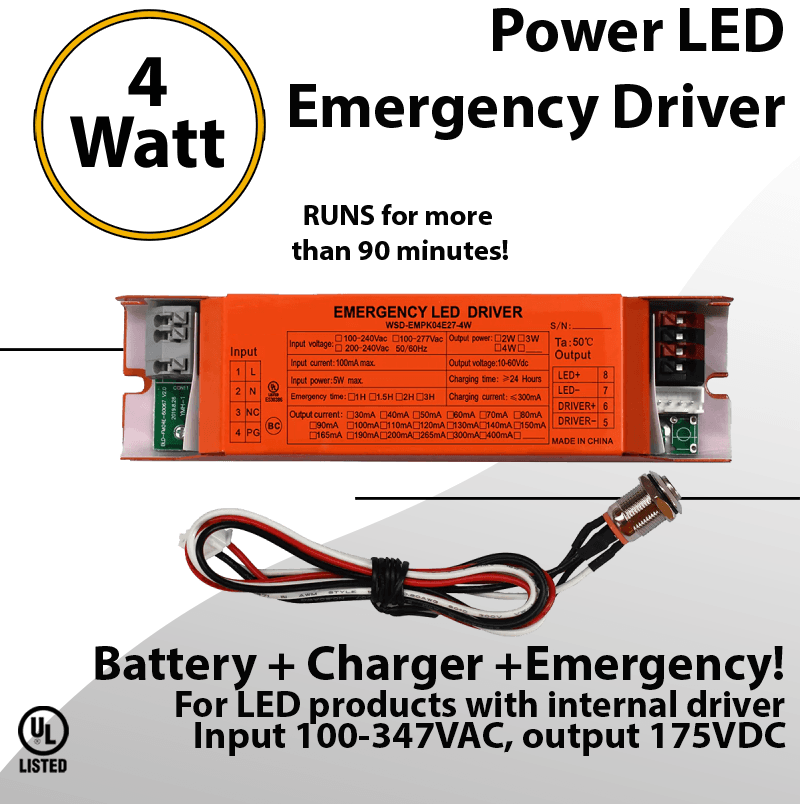LED Internal Emergency Driver 4 Watt UR 100-277VAC