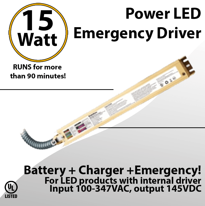 LED External Emergency Driver 15 Watt Field Installable UL 100-347VAC