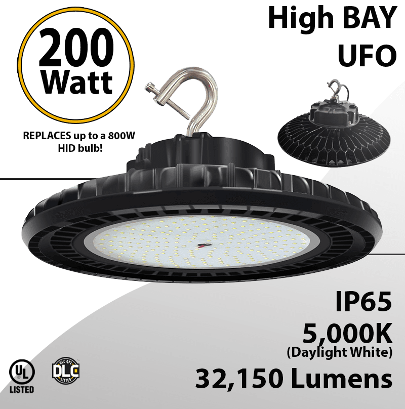 UFO LED Light High Bay 200W 32150 Lumen 5000K UL & DLC