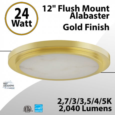 Flush Mount Alabaster 12" LED Ceiling Light,