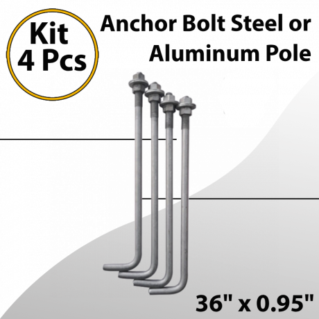 Anchor Bolt Kit 4 pcs for Steel or Aluminum Pole 36" x 0.95"