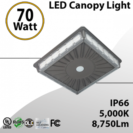 Dark Bronze LED Parking Garage Canopy Light 5000K 70W