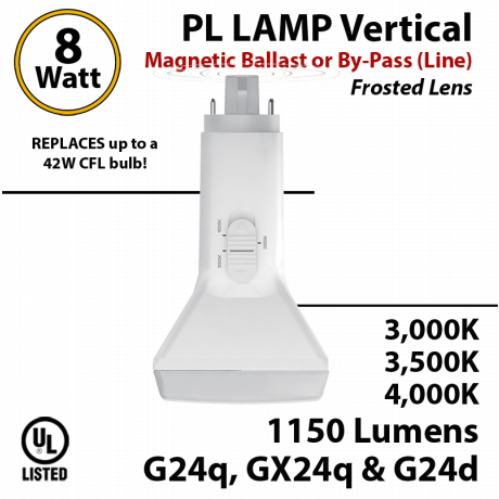 PL Lamp LED CFL Vertical 1150Lm 30/35/4000K G24q-d Magnetic ballast or line