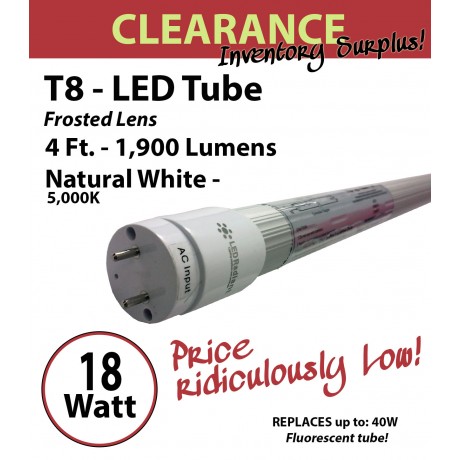 18W LED Tube Warehouse Factory Energy Efficient  Fluorescent Replacement Bulb 