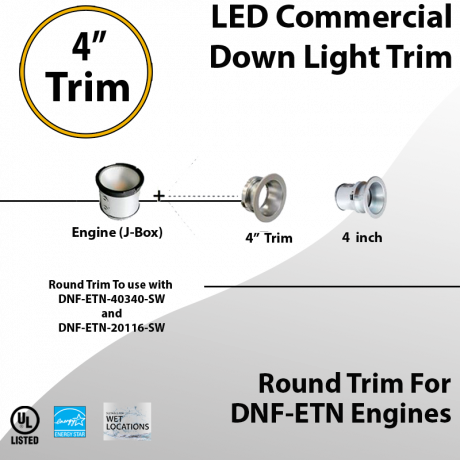 LED Downlight 4 inch Round Trim for DNF-ETN Engine