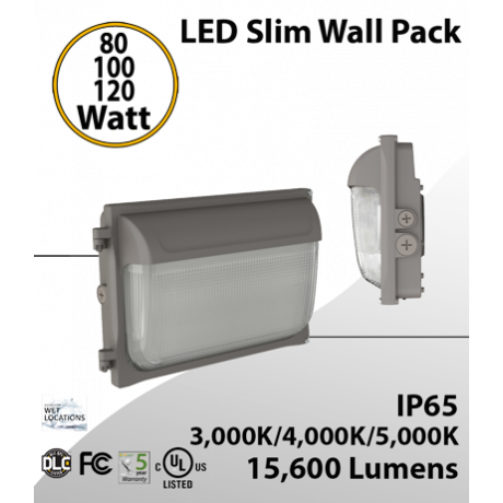 Commercial LED Wall Pack | Watt Selectable 80W - 120W CCT | Photocell 