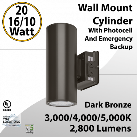LED Wall Mount Cylinder Light 20/16/10W
