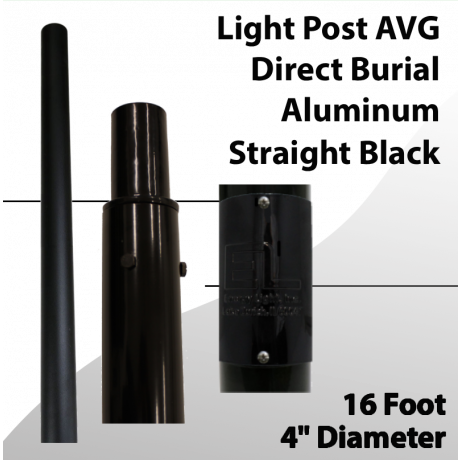 Light Post 16Ft AVG Direct Burial Aluminum Straight Black 