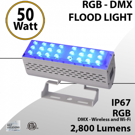 DMX Flood Light 50W RGB 2800 lumens white IP67