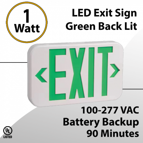 LED Exit Sign Green Back Lit