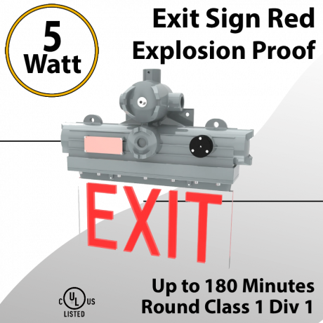 Emergency Exit Sign - Red Light - Explosion Proof