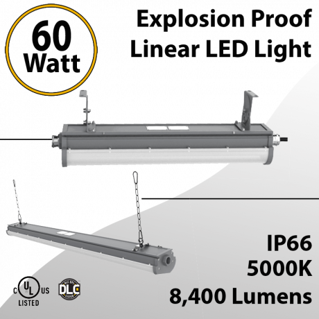 LED Explosion Proof Light Linear Class 1 Div 2 60W 8400Lm (LED)