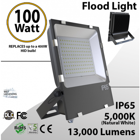 LED Flood lights 100W 13000 Lm 5000K IP65 UL DLC