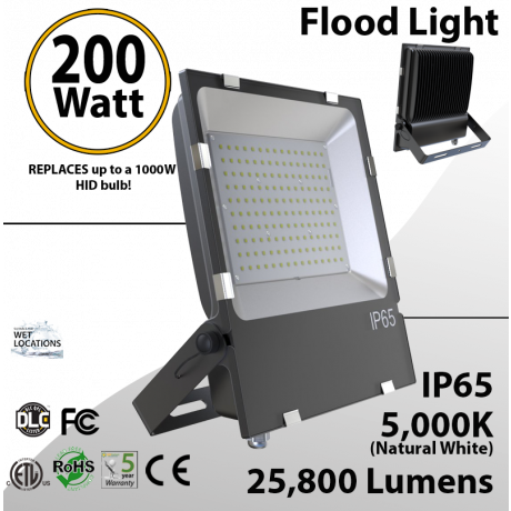 Floodlight 200W 25500 Lm replaces up to 1000W Metal Halide