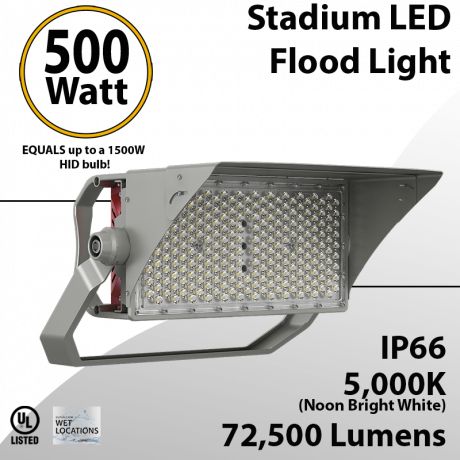 Stadium Lights 500W 70000Lm Rectangular IP66 UL DLC 100-277V