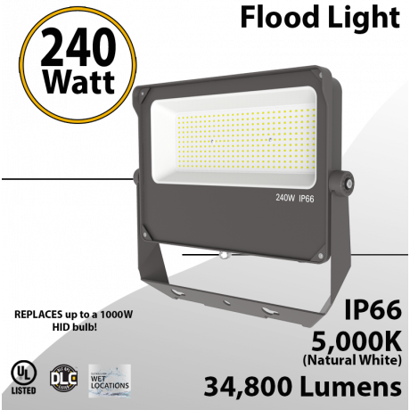 LED Flood light 34800Lm 240W 5000K Outdoor IP66 UL DLC
