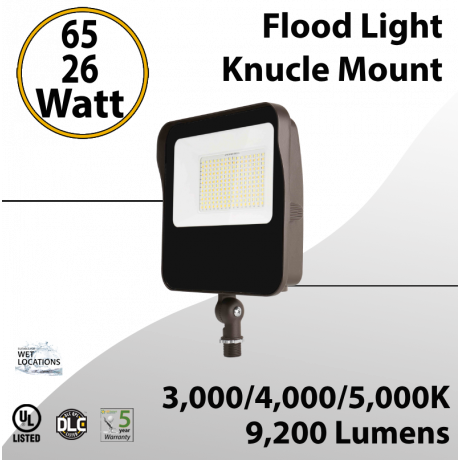 LED Flood Light Knucle Mount 65W-26W 9200Lm 3000K 4000K 5000K