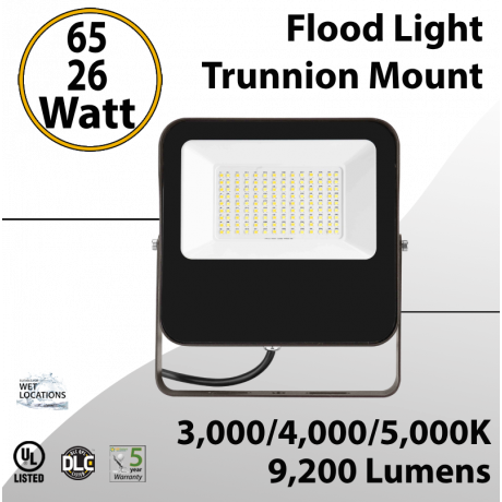LED Flood Light Trunnion Mount 65W-26W 9200Lm 3000K 4000K 5000K