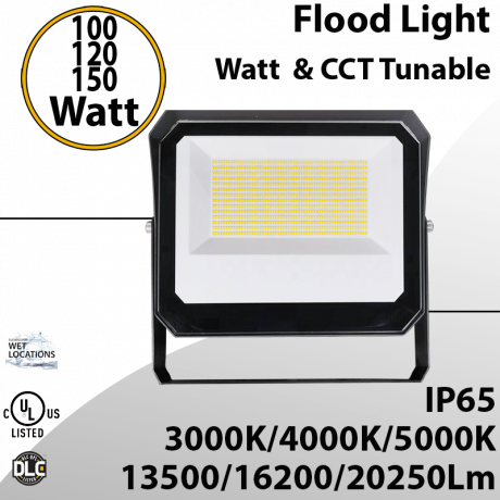 LED flood light Tunable  100W 120W 150W 30K/40K/50K U-Bracket