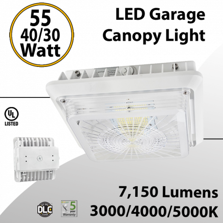 LED Garage Light 55/40/30W Tunable 30/40/50K 7150