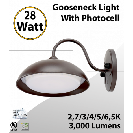 Gooseneck Light Wall Mount 28W 5CCT Selectable