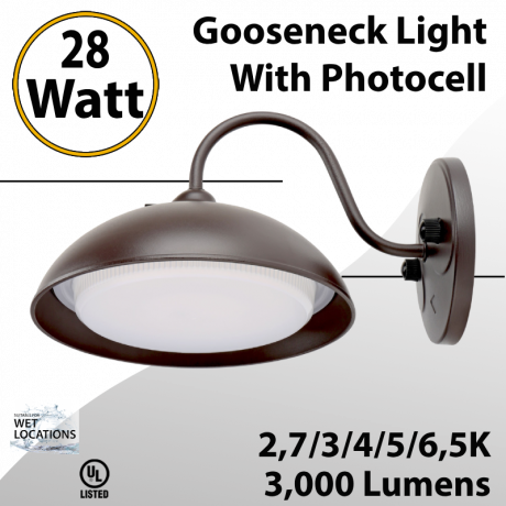 Gooseneck Light Wall Mount 28W 5CCT 2700/3000/4000/5000/6500