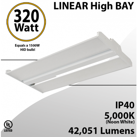 High Bay Led Light 4Ft. 320W 42051 Lumens 5000K UL DLC