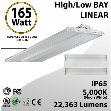 LED Linear High Bay Fixture 2Ft. 165W 22363 Lumens 5000K UL DLC