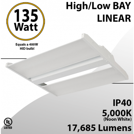 LED High Bay Light 2Ft. 135W 17685 Lumens 5000K UL DLC