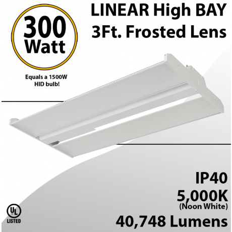High Bay Led Light 3Ft. 300W 40748 Lumens 5000K UL