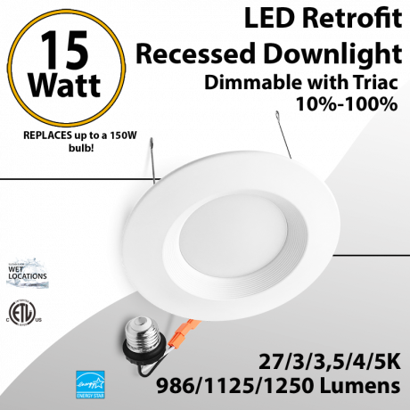 Recessed Downlight Retrofit -Wet Location- 6"