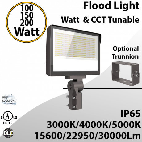 LED Flood Light 100W 150W 200W 30/40/50K Tunable