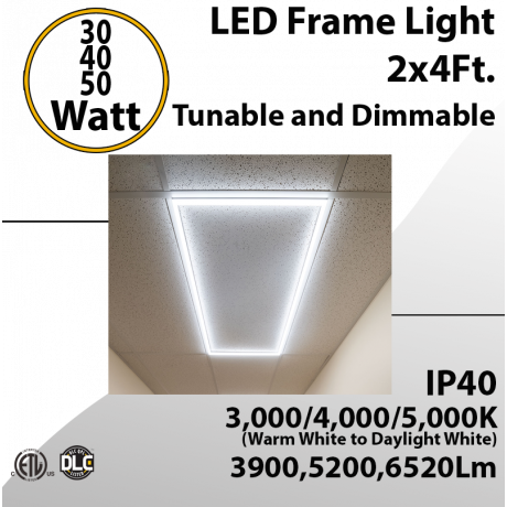 2x4 LED Frame Light 30W 40W or 50W up to 6500Lm 3000K 4000K 5000K Dimmable