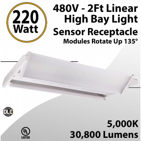 Linear High Bay 2ft 220W Receptacle Sensor Modules Rotate Up 135°